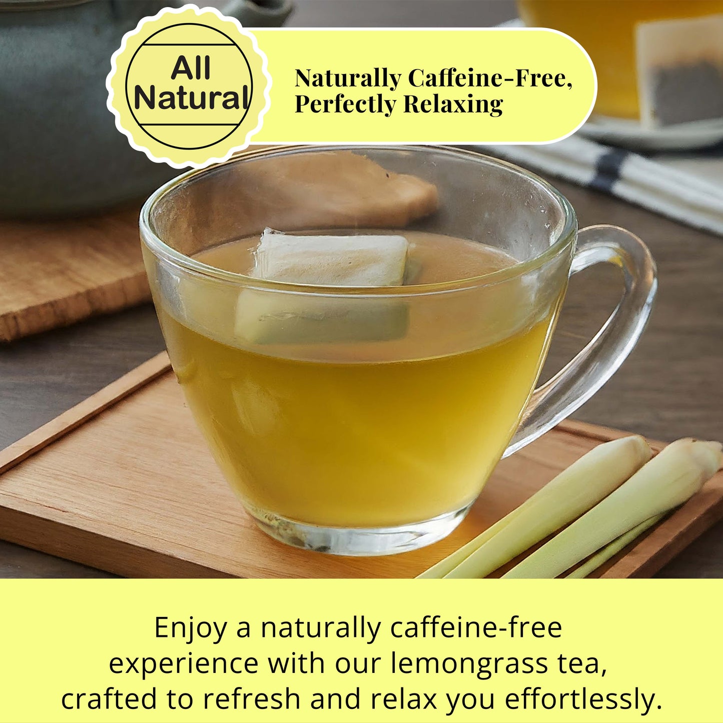 Akshit Lemongrass Tea | 75 Tea Bags from 100% Pure Lemongrass Leaves - Relaxing Tea, Brew Hot or Iced Tea | NON-GMO, Caffeine-Free.