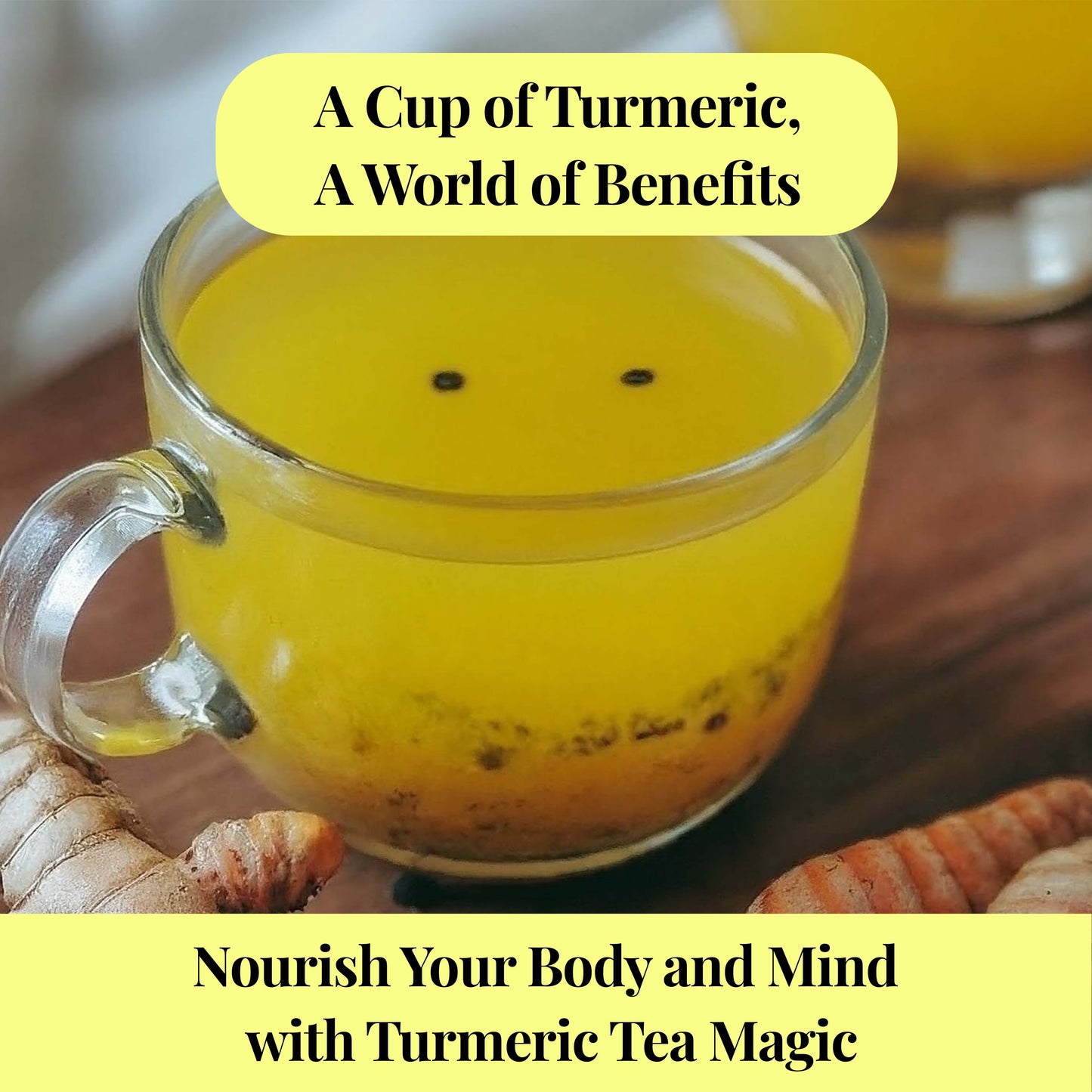 Akshit 75 Natural Turmeric Tea Bags,Turmeric Black Pepper Tea Blend, Te De Curcuma, Pure Tumeric Tea blend, Caffeine Free Herbal Tea, Non-Gmo. Pack of 1