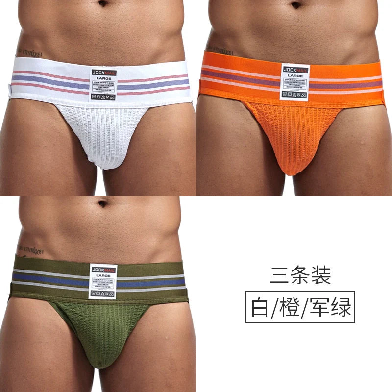Jockmail Men’s Cotton Blend Breathable Jockstrap – Plaid Waistband, U-Convex Pouch Support