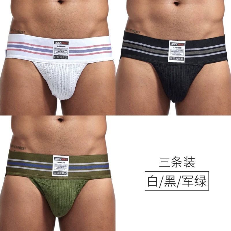 Jockmail Men’s Cotton Blend Breathable Jockstrap – Plaid Waistband, U-Convex Pouch Support