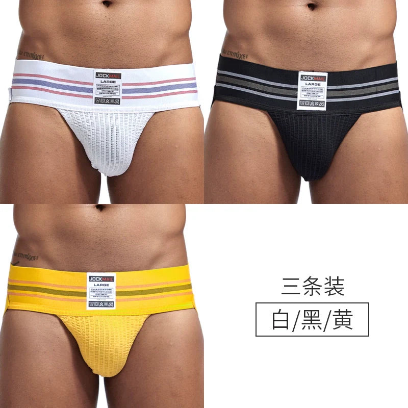 Jockmail Men’s Cotton Blend Breathable Jockstrap – Plaid Waistband, U-Convex Pouch Support