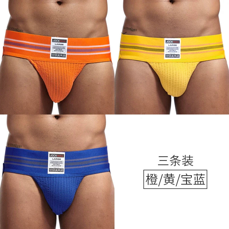 Jockmail Men’s Cotton Blend Breathable Jockstrap – Plaid Waistband, U-Convex Pouch Support