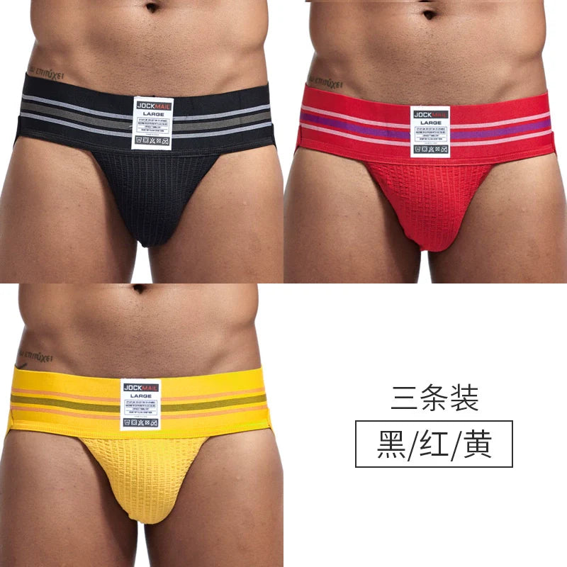Jockmail Men’s Cotton Blend Breathable Jockstrap – Plaid Waistband, U-Convex Pouch Support
