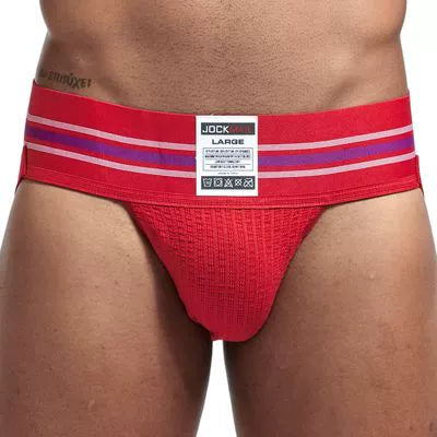 Jockmail Men’s Cotton Blend Breathable Jockstrap – Plaid Waistband, U-Convex Pouch Support