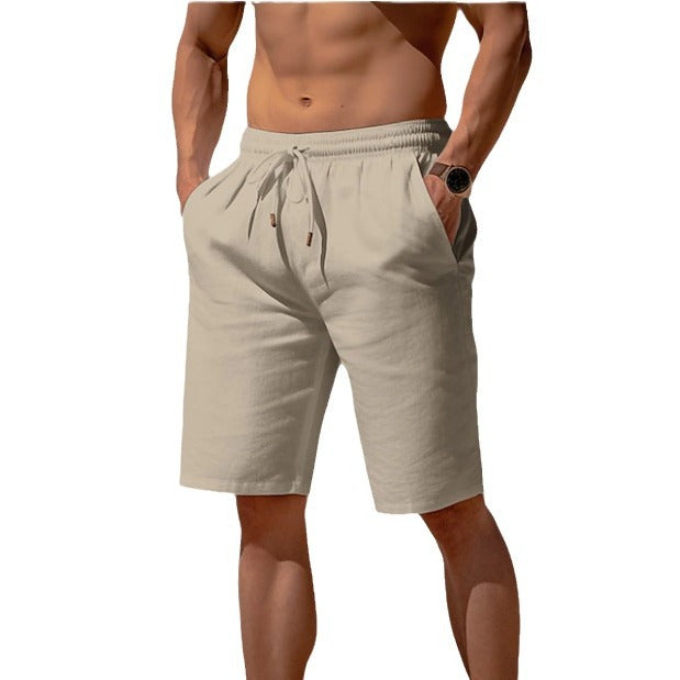 Lightweight Cotton-Linen Beach Shorts - Drawstring Summer Shorts