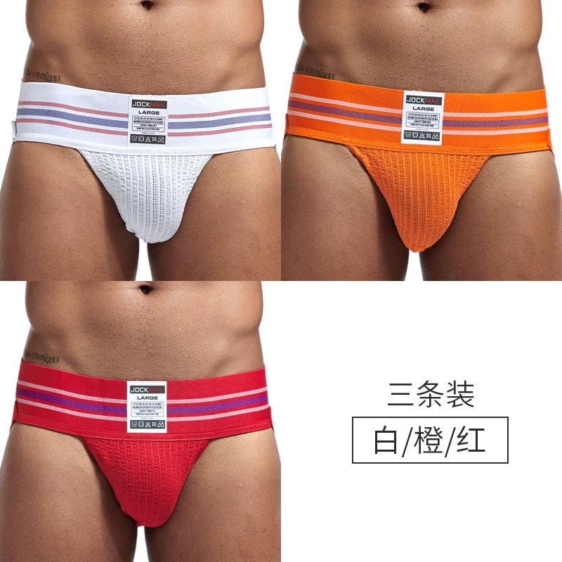 Jockmail Men’s Cotton Blend Breathable Jockstrap – Plaid Waistband, U-Convex Pouch Support