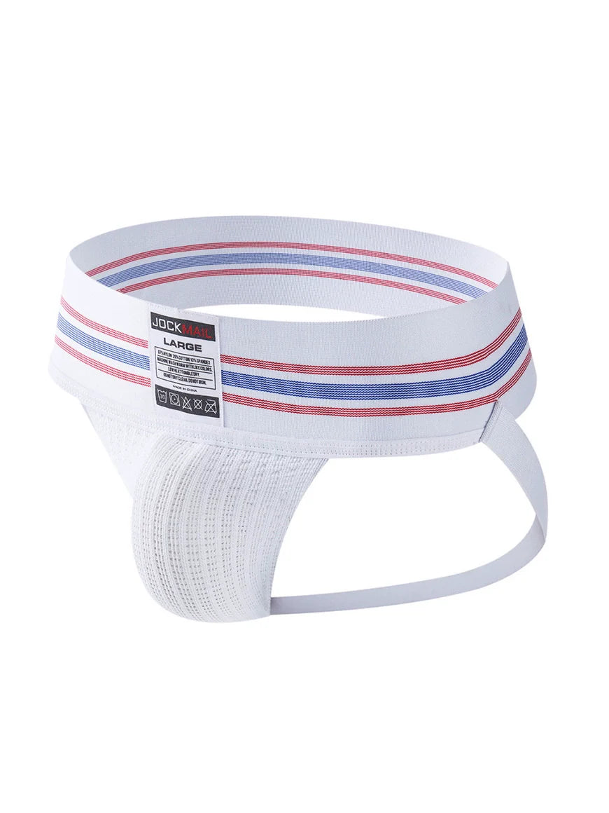 Jockmail Men’s Cotton Blend Breathable Jockstrap – Plaid Waistband, U-Convex Pouch Support