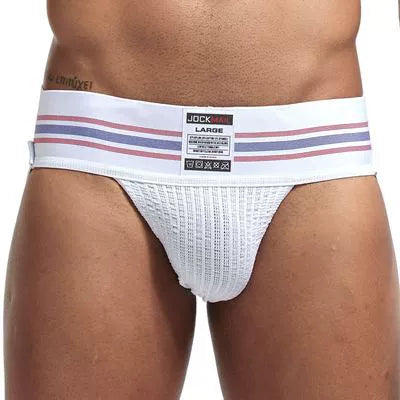 Jockmail Men’s Cotton Blend Breathable Jockstrap – Plaid Waistband, U-Convex Pouch Support