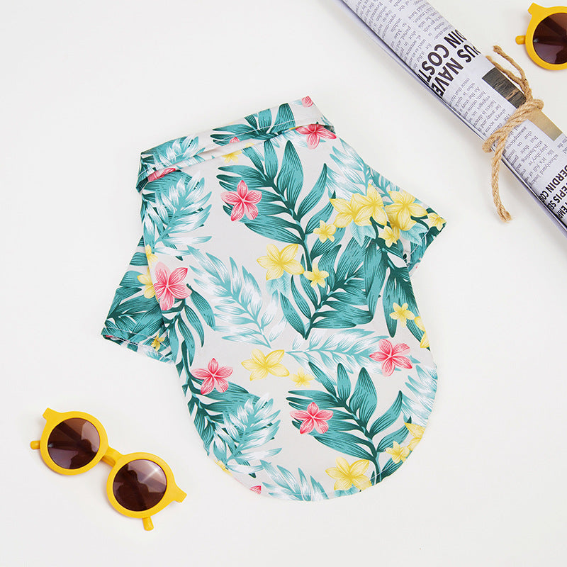 Hawaiian Pet Beach Shirt – Tropical Print Summer Outfit