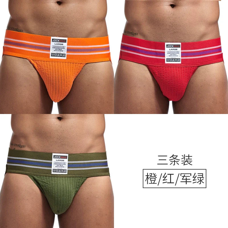 Jockmail Men’s Cotton Blend Breathable Jockstrap – Plaid Waistband, U-Convex Pouch Support