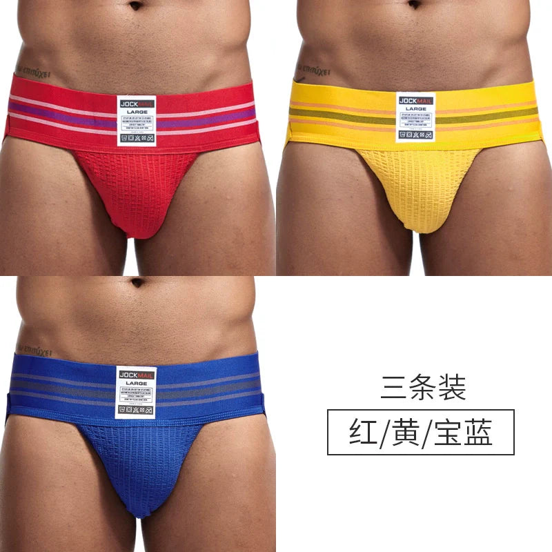 Jockmail Men’s Cotton Blend Breathable Jockstrap – Plaid Waistband, U-Convex Pouch Support