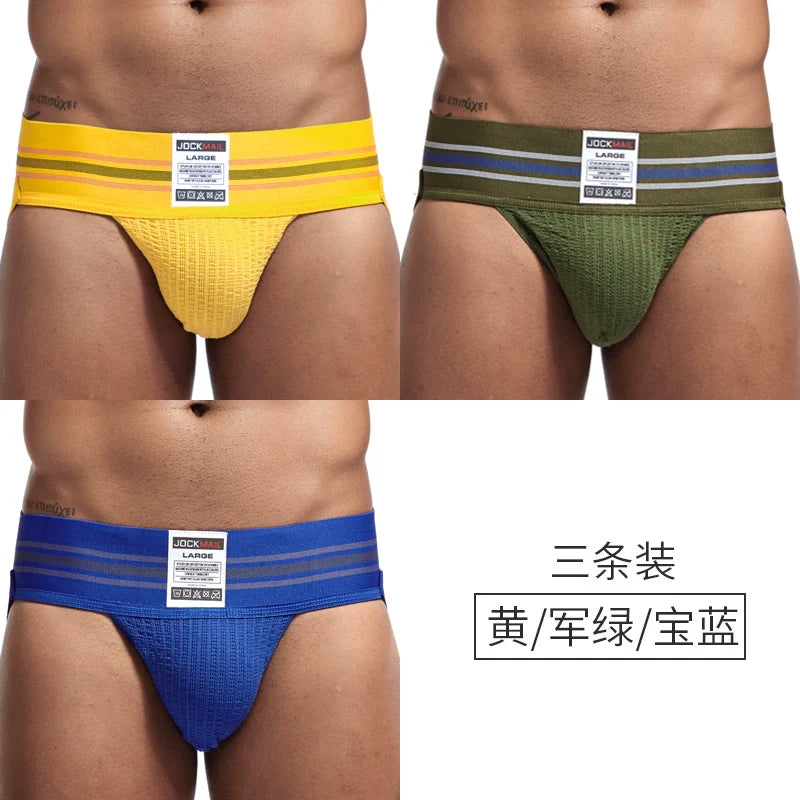 Jockmail Men’s Cotton Blend Breathable Jockstrap – Plaid Waistband, U-Convex Pouch Support