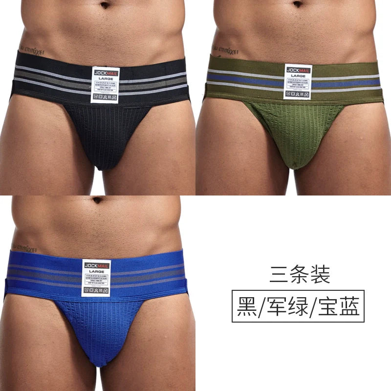 Jockmail Men’s Cotton Blend Breathable Jockstrap – Plaid Waistband, U-Convex Pouch Support