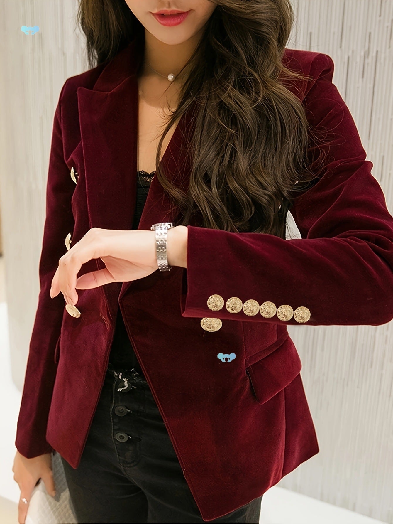 Japanese Retro Striped Linen Coat Dark Red - Silk Blend