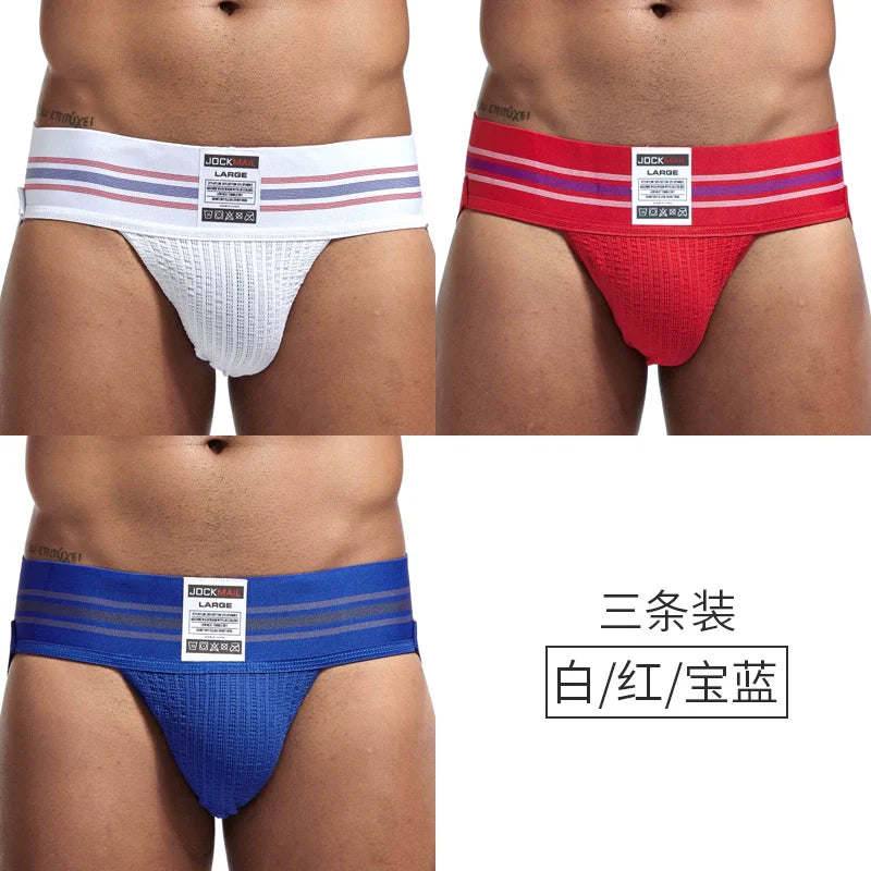 Jockmail Men’s Cotton Blend Breathable Jockstrap – Plaid Waistband, U-Convex Pouch Support