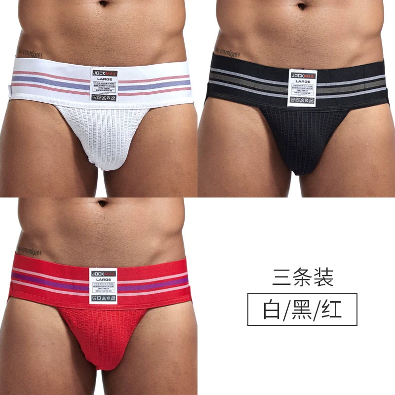 Jockmail Men’s Cotton Blend Breathable Jockstrap – Plaid Waistband, U-Convex Pouch Support