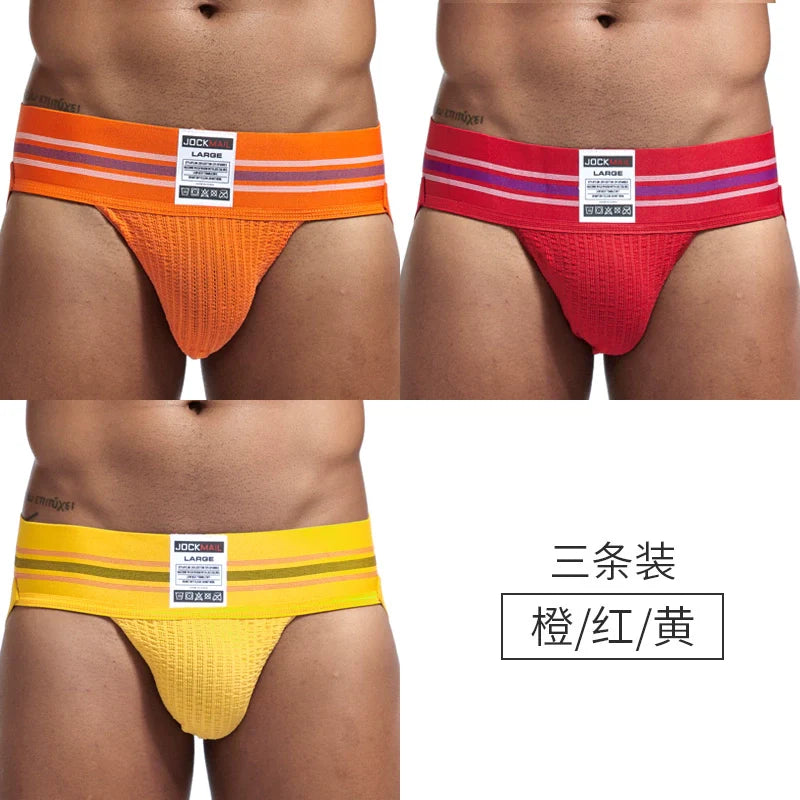 Jockmail Men’s Cotton Blend Breathable Jockstrap – Plaid Waistband, U-Convex Pouch Support