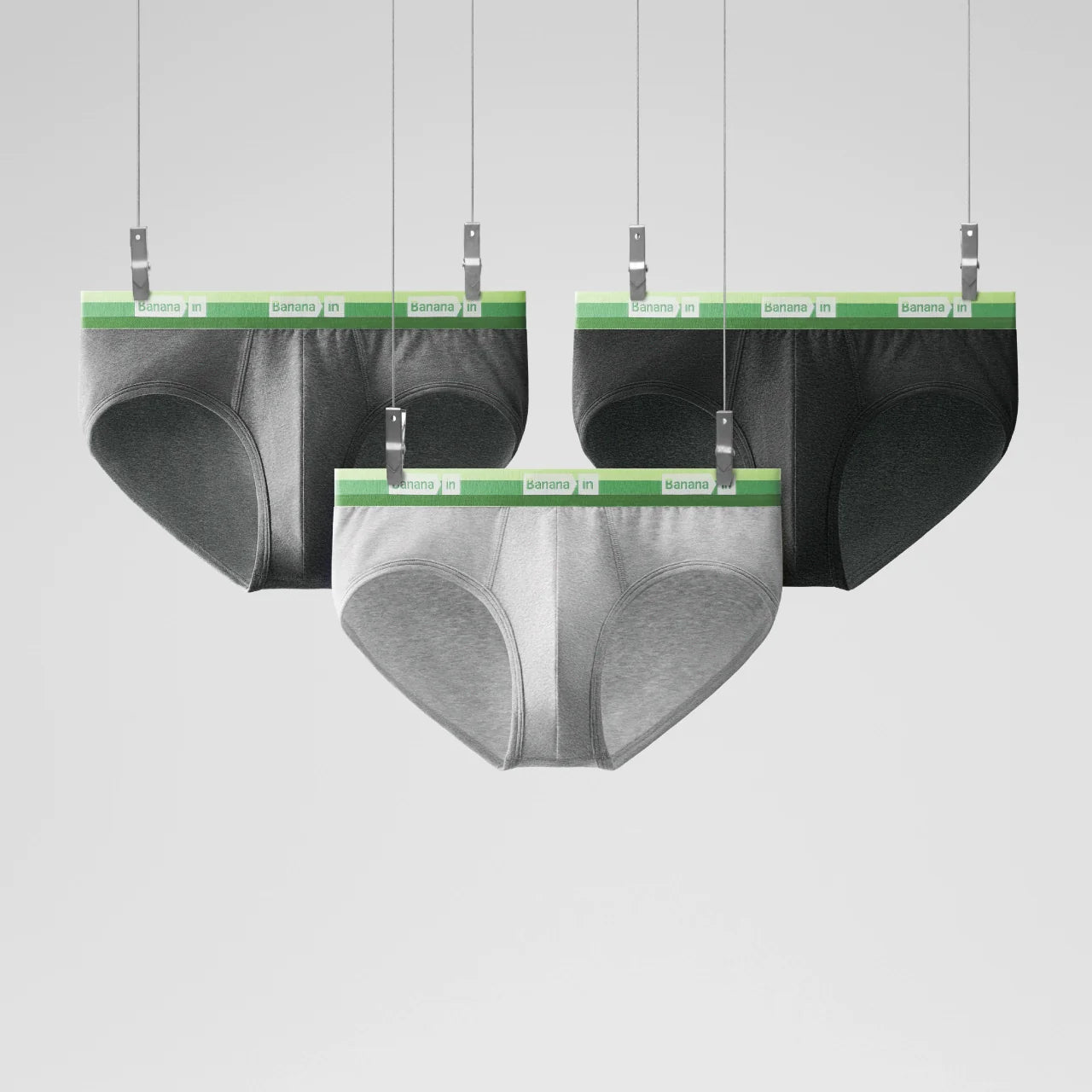 Banana Men’s Silver Briefs – Cotton Blend with Antibacterial Pouch Support