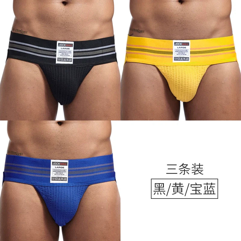 Jockmail Men’s Cotton Blend Breathable Jockstrap – Plaid Waistband, U-Convex Pouch Support