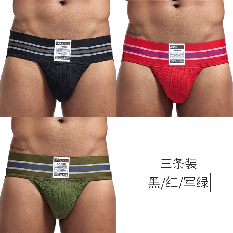 Jockmail Men’s Cotton Blend Breathable Jockstrap – Plaid Waistband, U-Convex Pouch Support