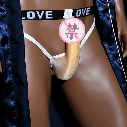 Men Shiny Hip-Exposed Double T-Back Jockstrap