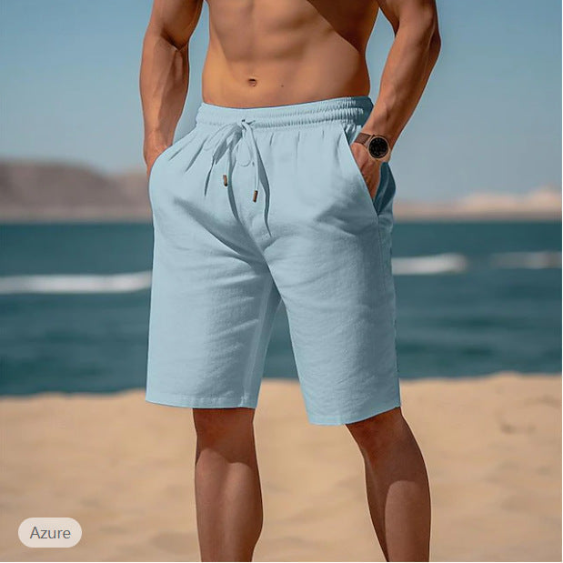 Lightweight Cotton-Linen Beach Shorts - Drawstring Summer Shorts