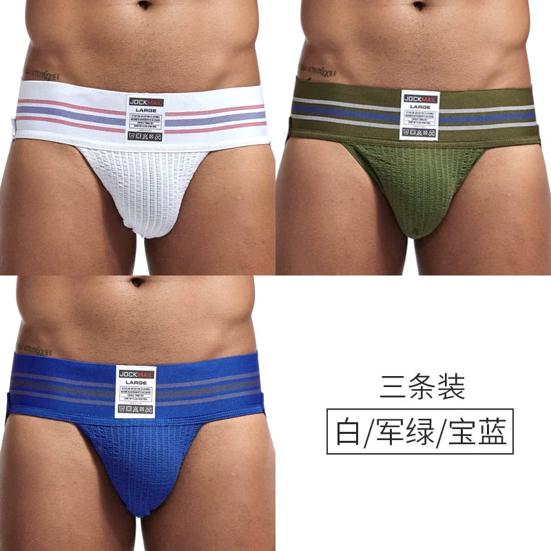 Jockmail Men’s Cotton Blend Breathable Jockstrap – Plaid Waistband, U-Convex Pouch Support