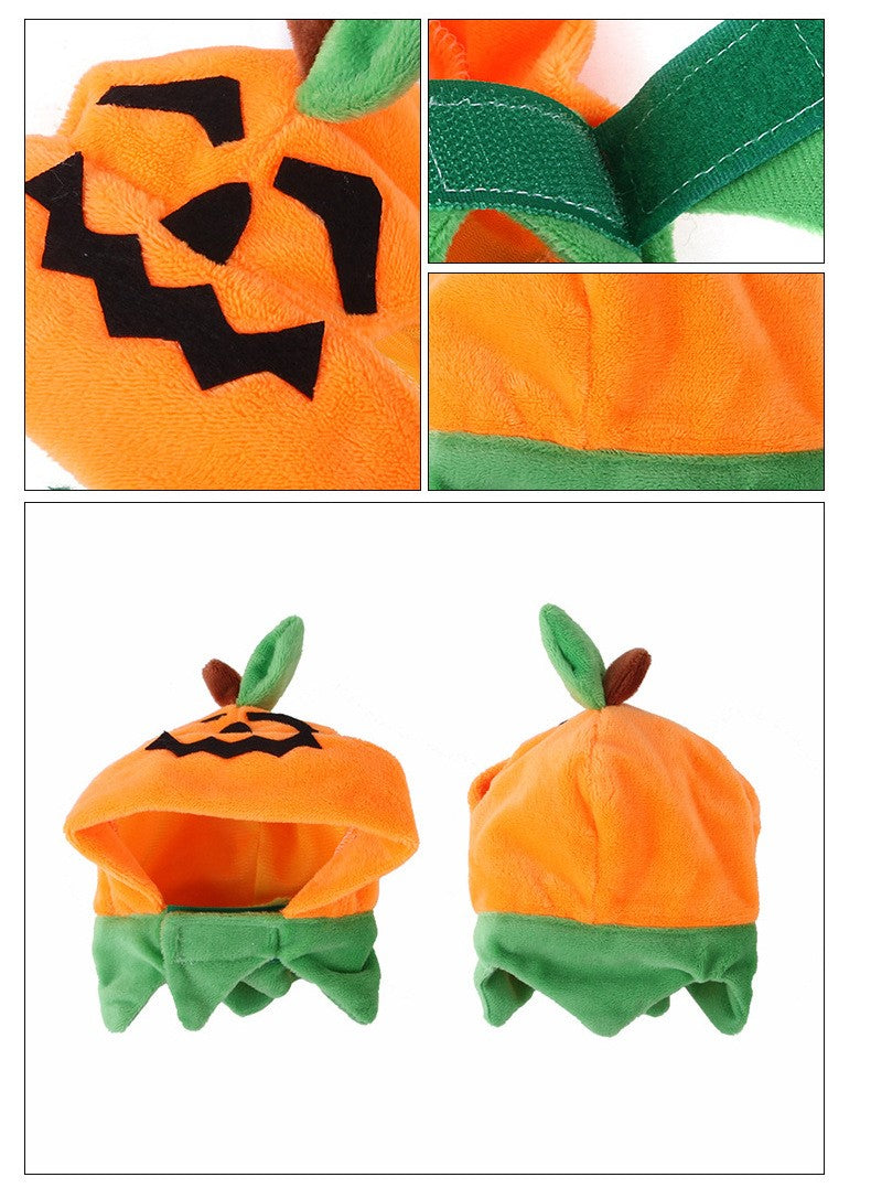 Pumpkin Hood and Halloween Pet Bandana Set