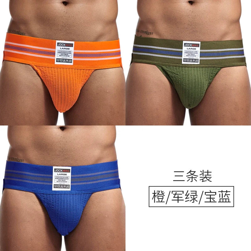 Jockmail Men’s Cotton Blend Breathable Jockstrap – Plaid Waistband, U-Convex Pouch Support
