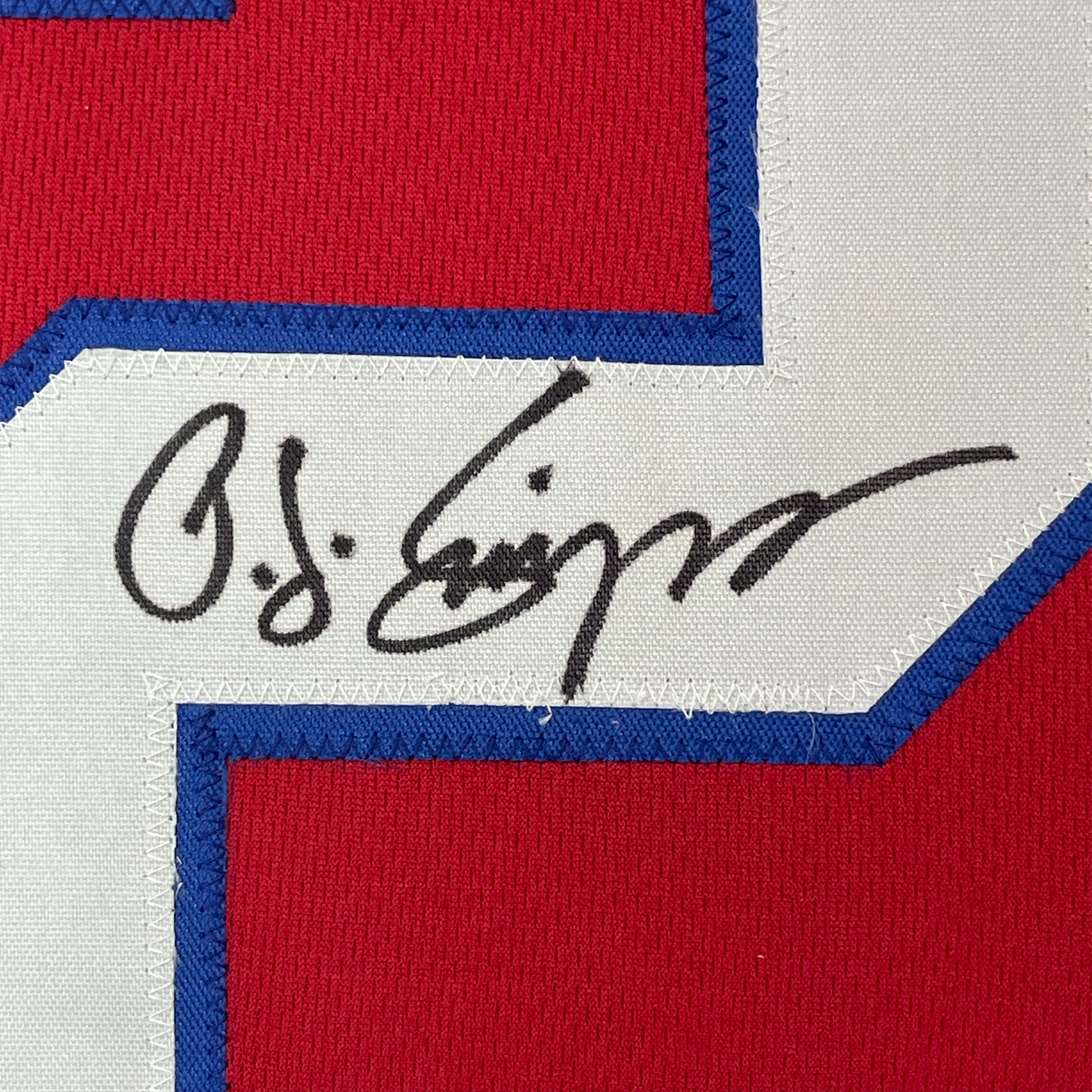 Framed Autographed/Signed OJ O.J. Simpson 35x39 Buffalo Red Football Jersey JSA COA