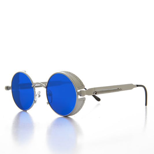 Round Steampunk Goggle Sunglass with Tinted Lenses - Orwell 2