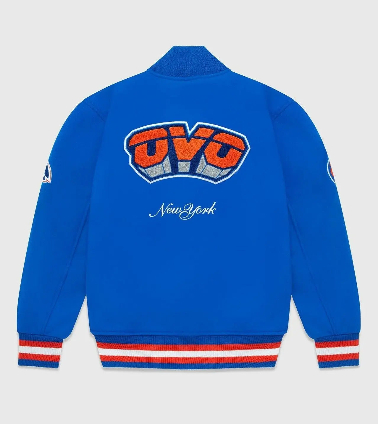 OVO x NBA New York Knicks Blue Varsity Jacket
