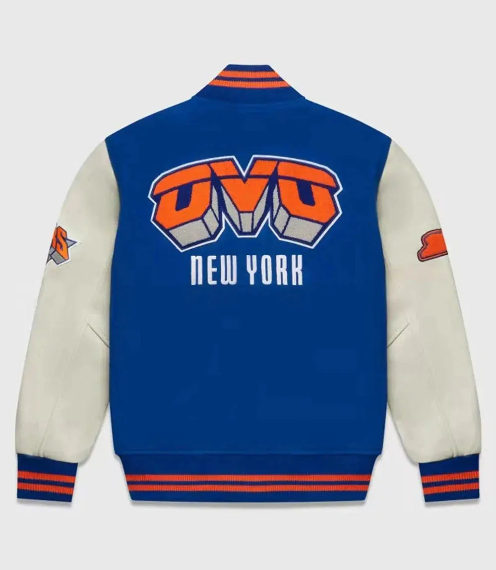 OVO x NBA New York Knicks Blue Varsity Jacket