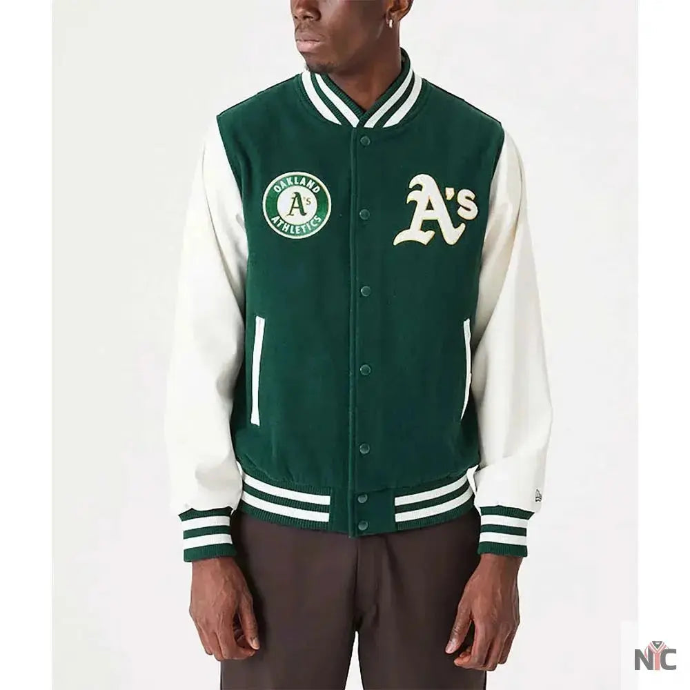 Oakland Athletics Green and White Varsity Jacket