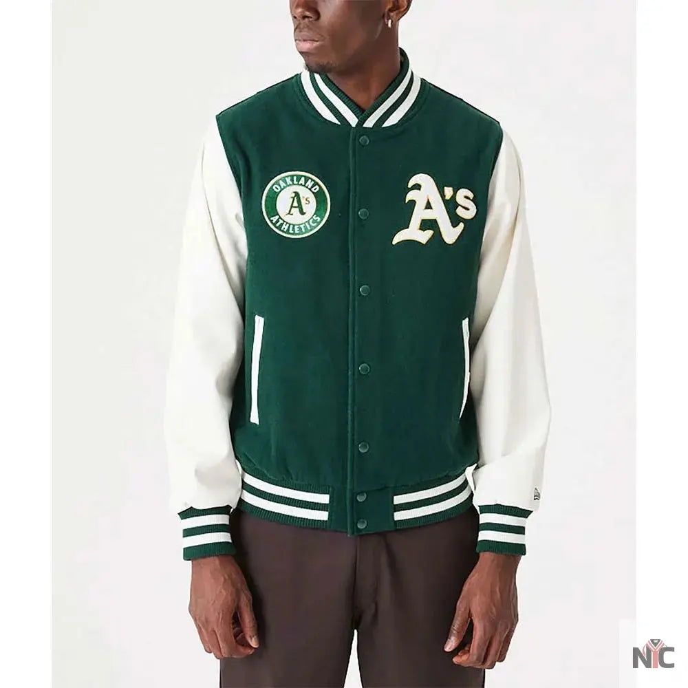 Oakland Athletics Green and White Varsity Jacket