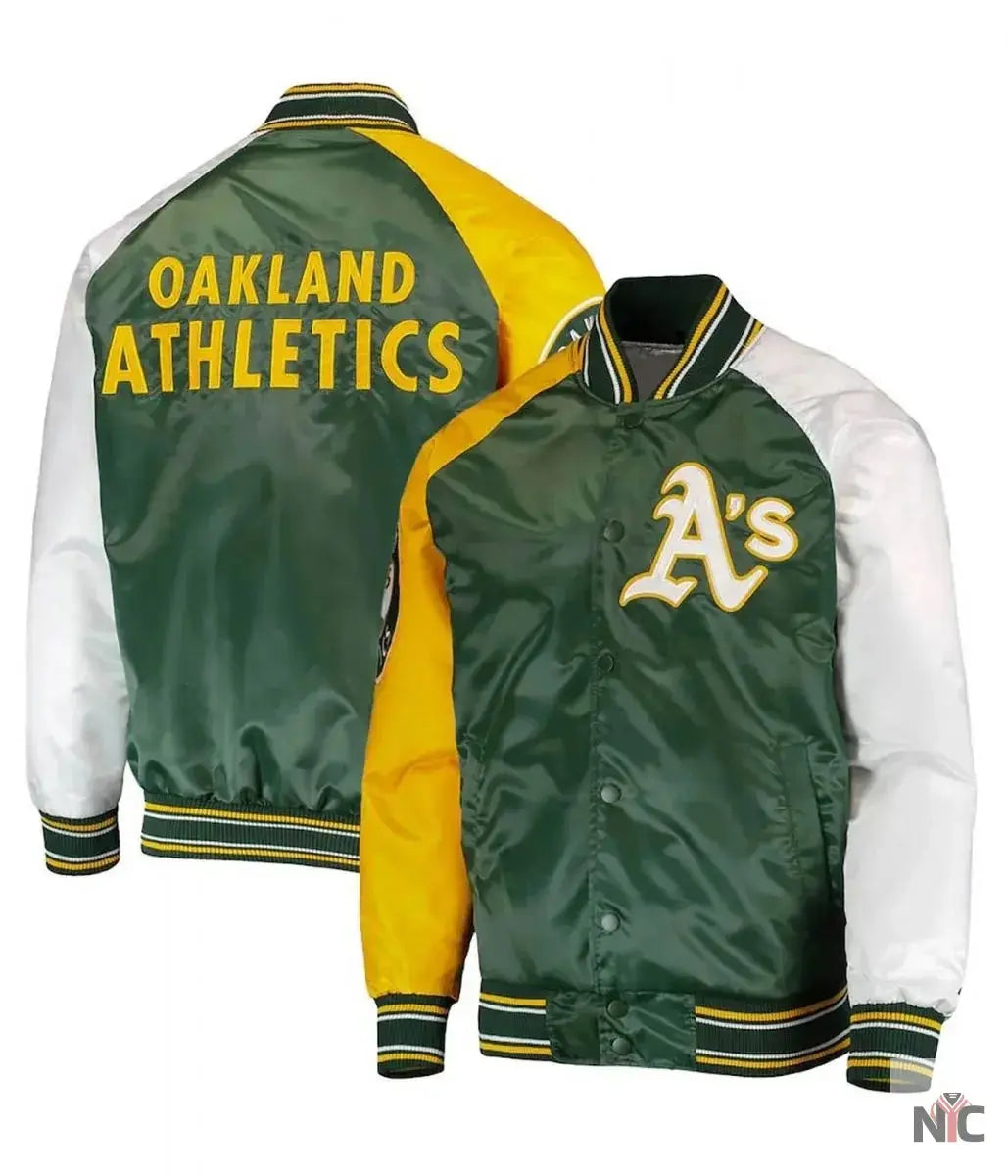 Oakland Athletics Reliever Satin Varsity Jacket