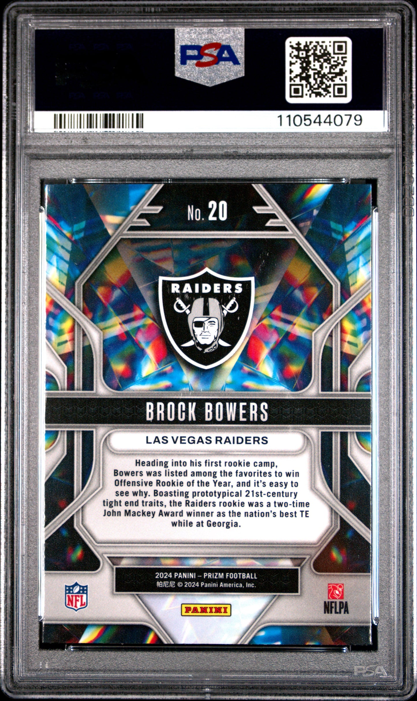 Graded 2024 Panini Prizm Brock Bowers #20 Prizmatic Rookie RC Football Card PSA 10 Gem Mint