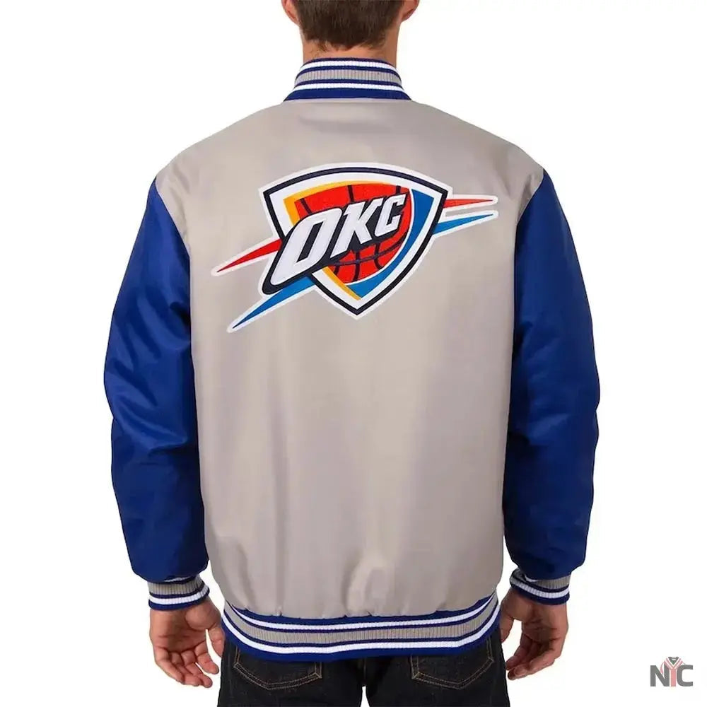 Oklahoma City Thunder Gray Royal Varsity Poly Twill Jacket