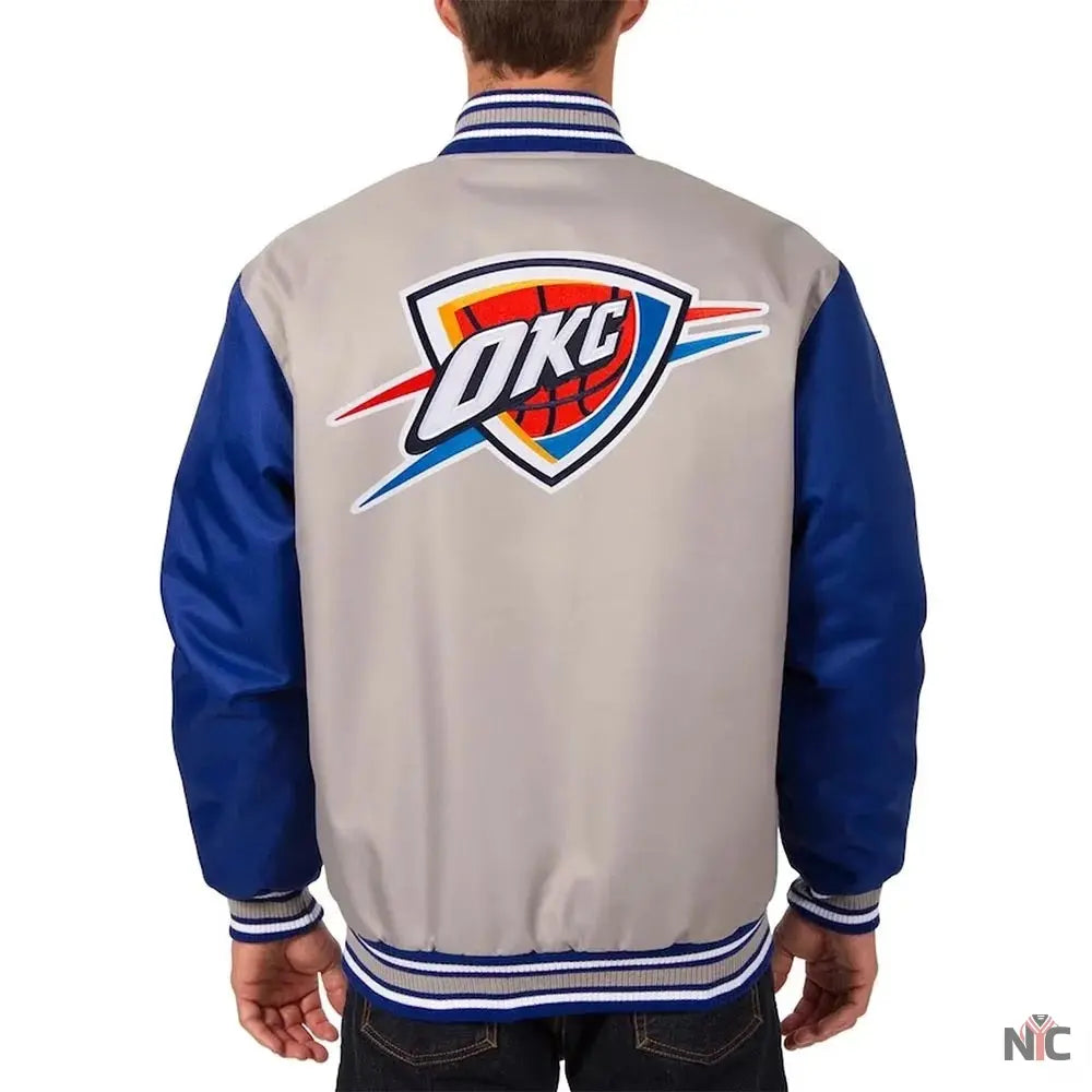 Oklahoma City Thunder Gray Royal Varsity Poly Twill Jacket