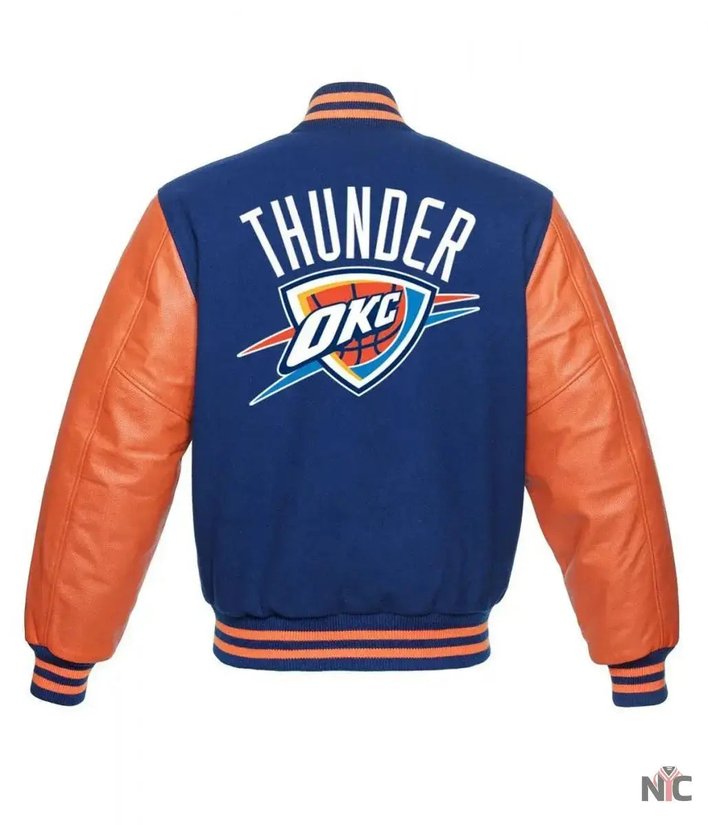 Oklahoma City Thunder Letterman Orange and Blue Jacket