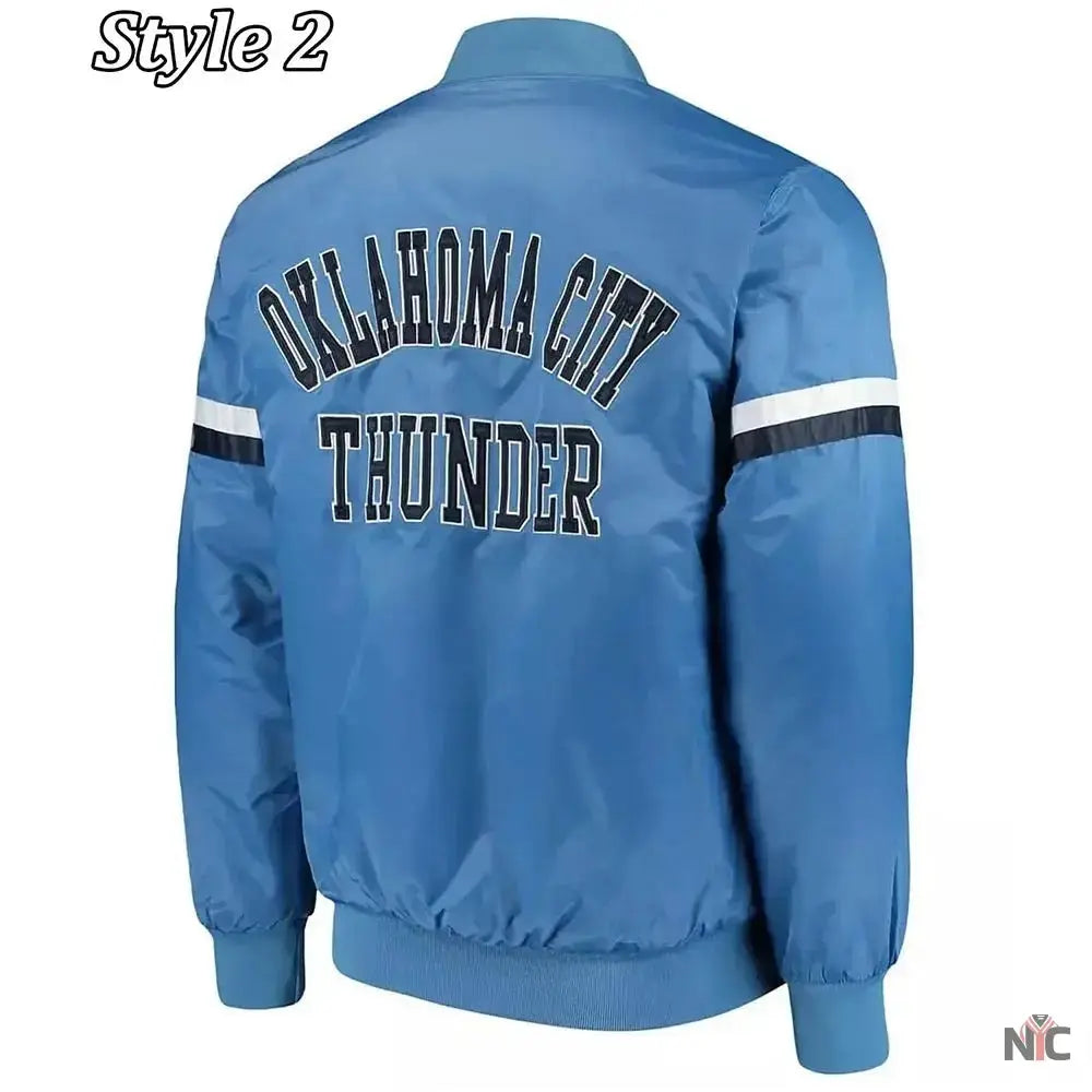 Oklahoma City Thunder Pick Varsity Satin Blue Jacket