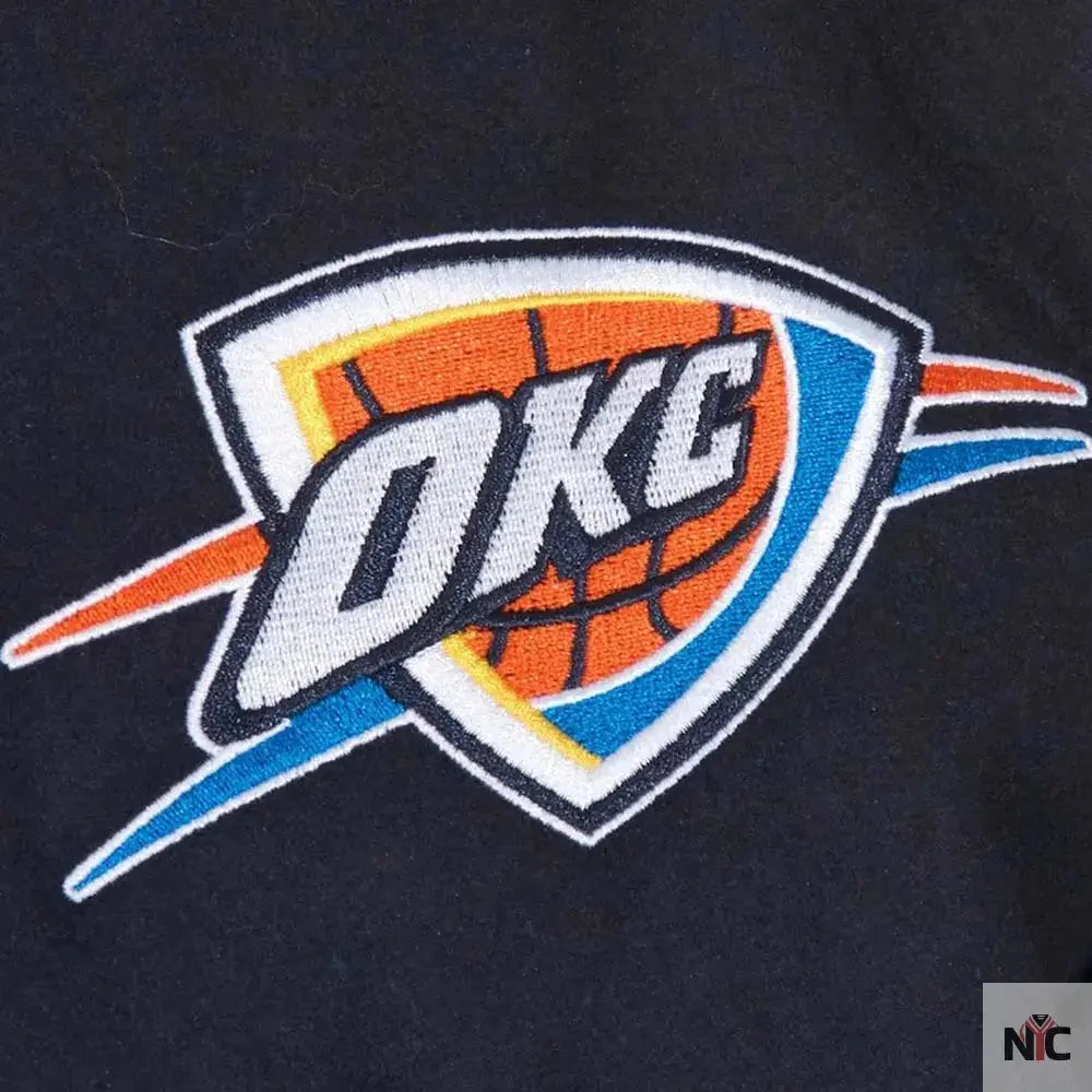 Oklahoma City Thunder Striped Varsity Navy Wool Jacket