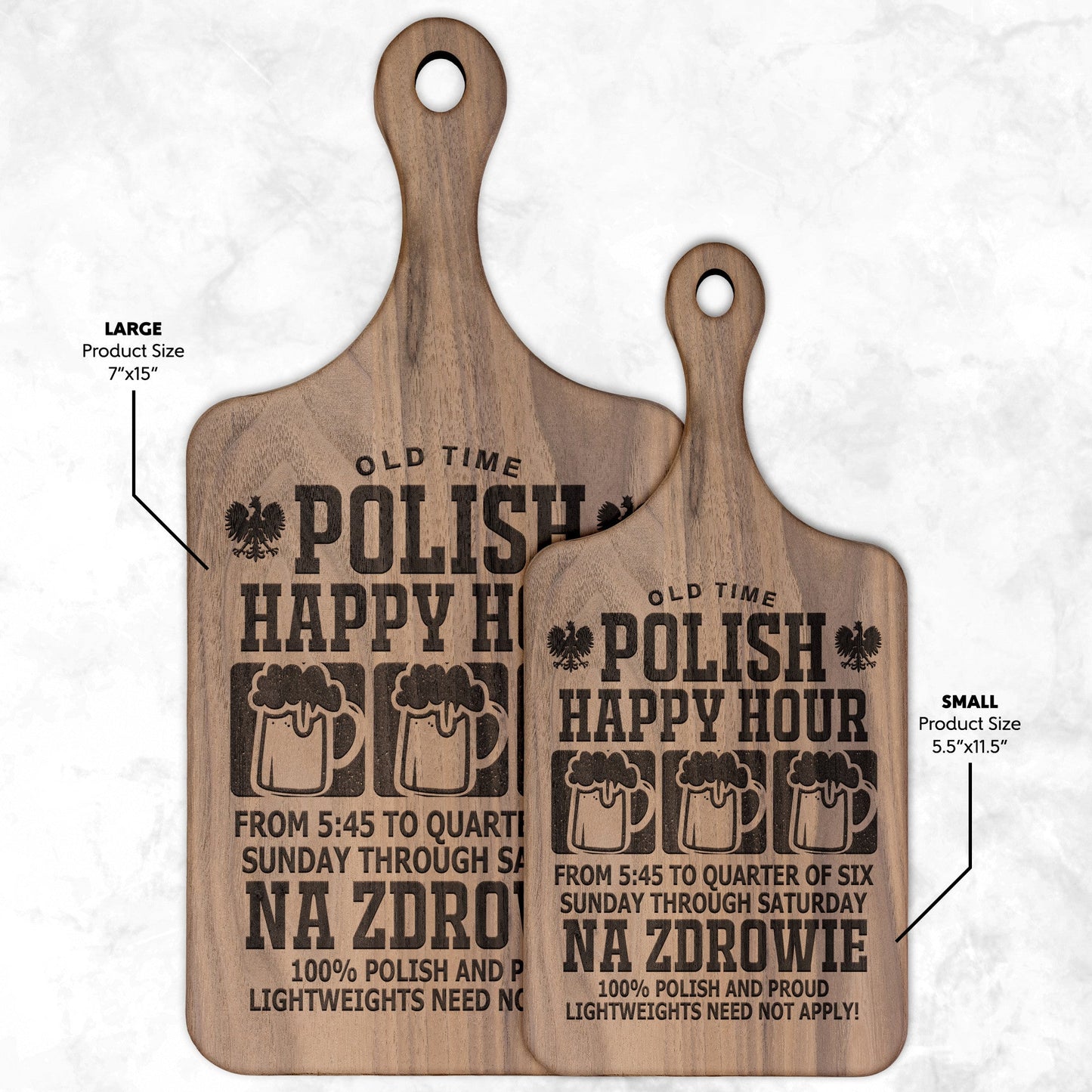 Old Time Polish Happy Hour Hardwood Paddle Cutting Board