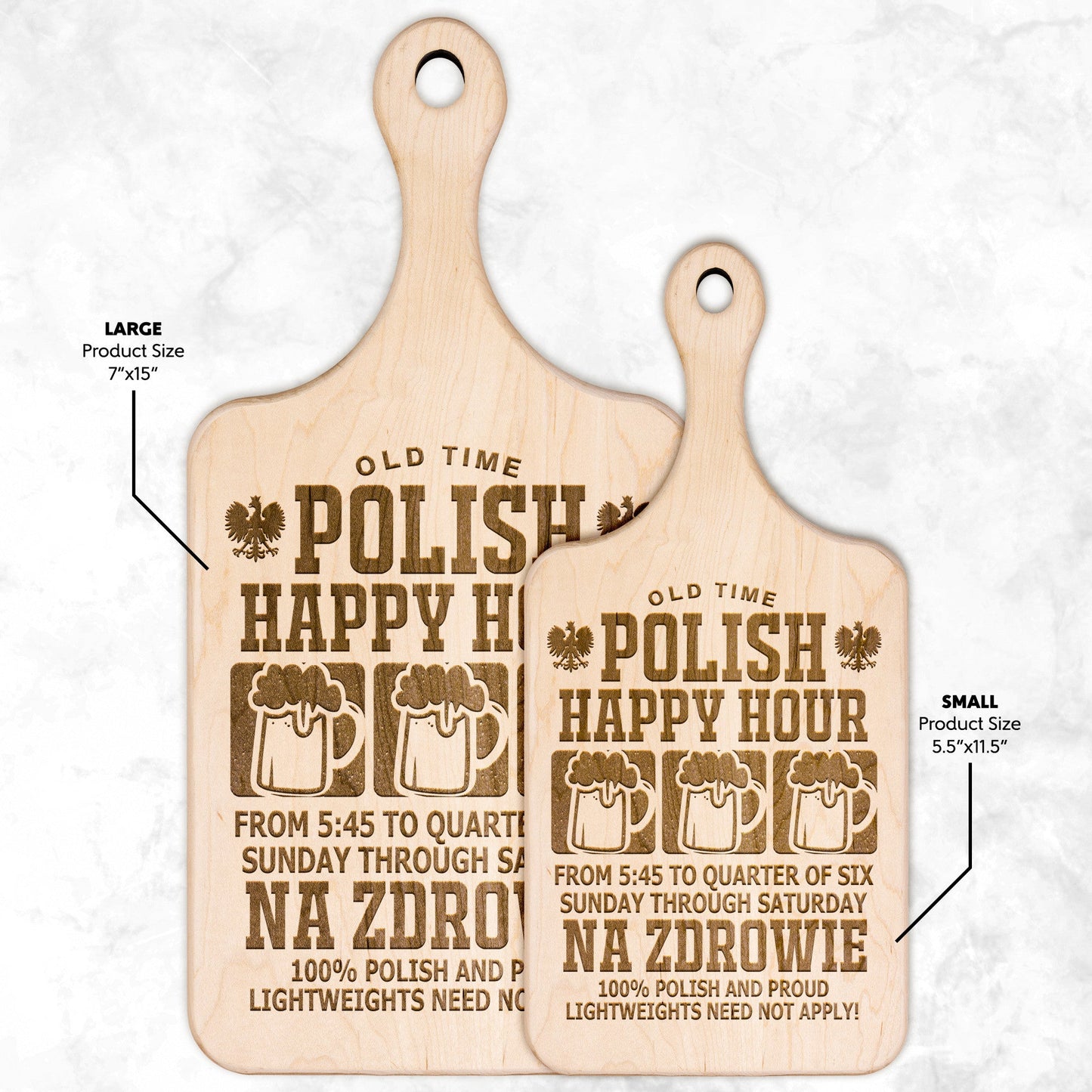 Old Time Polish Happy Hour Hardwood Paddle Cutting Board