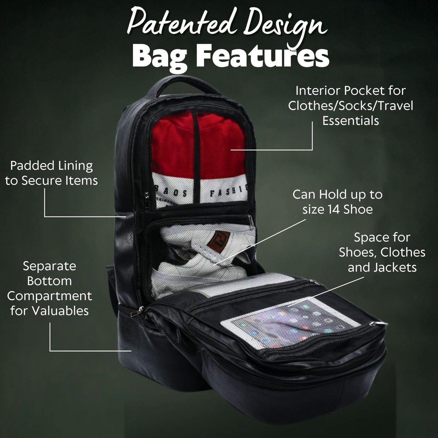 Baby Blue Leather Patented Carry-On Backpack