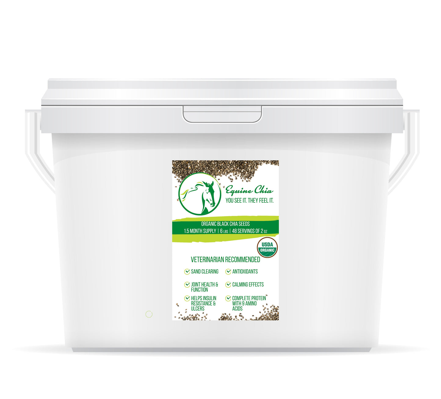 Organic Equine Chia Pails W/Resealable Lid & Scoop