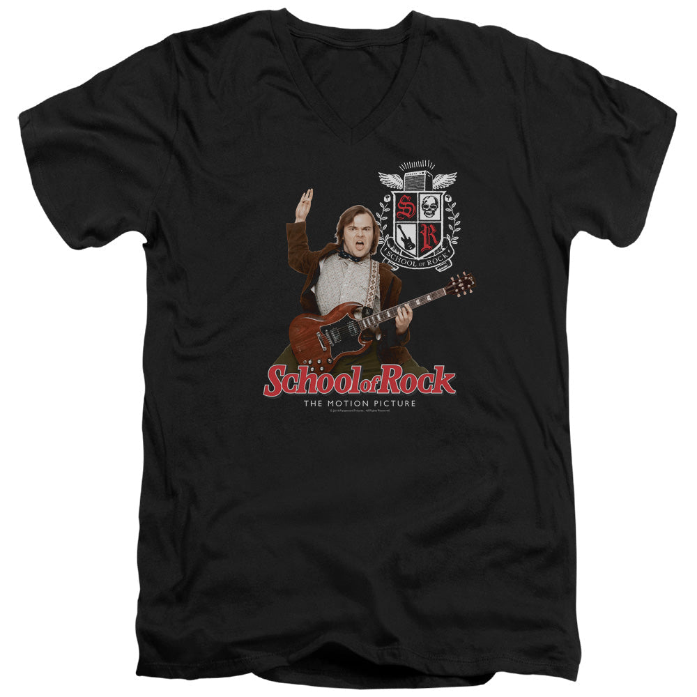 School Of Rock The Teacher Is In Mens Slim Fit V Neck T Shirt Black Officially Licensed