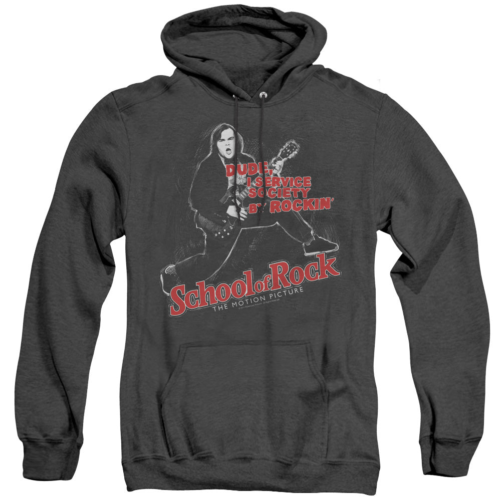 School Of Rock Rockin Heather Mens Hoodie Black Officially Licensed