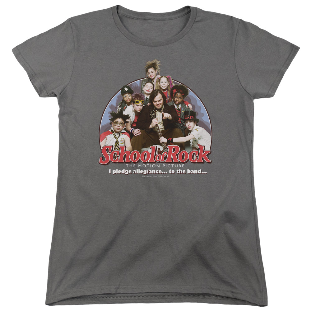 School Of Rock I Pledge Allegiance Womens T Shirt Charcoal Officially Licensed