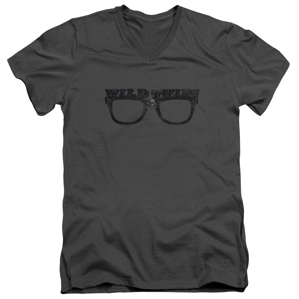 Major League Wild Thing Mens Slim Fit V-Neck T Shirt Charcoal Officially Licensed